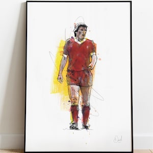 Kenny Dalglish Art Print, Liverpool FC Drawing, Liverpool FC Illustration, Soccer Watercolour,