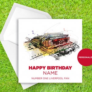 Liverpool FC Geburtstagskarte - Anfield Geburtstagskarte - Personalisierte Name Geburtstagskarte - Name Geburtstagskarte - Fußball Geburtstagskarte
