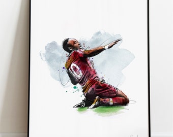 Sadio Mane Kunstdruck, Liverpool FC Zeichnung, Liverpool FC Illustration, Fußball Aquarell,