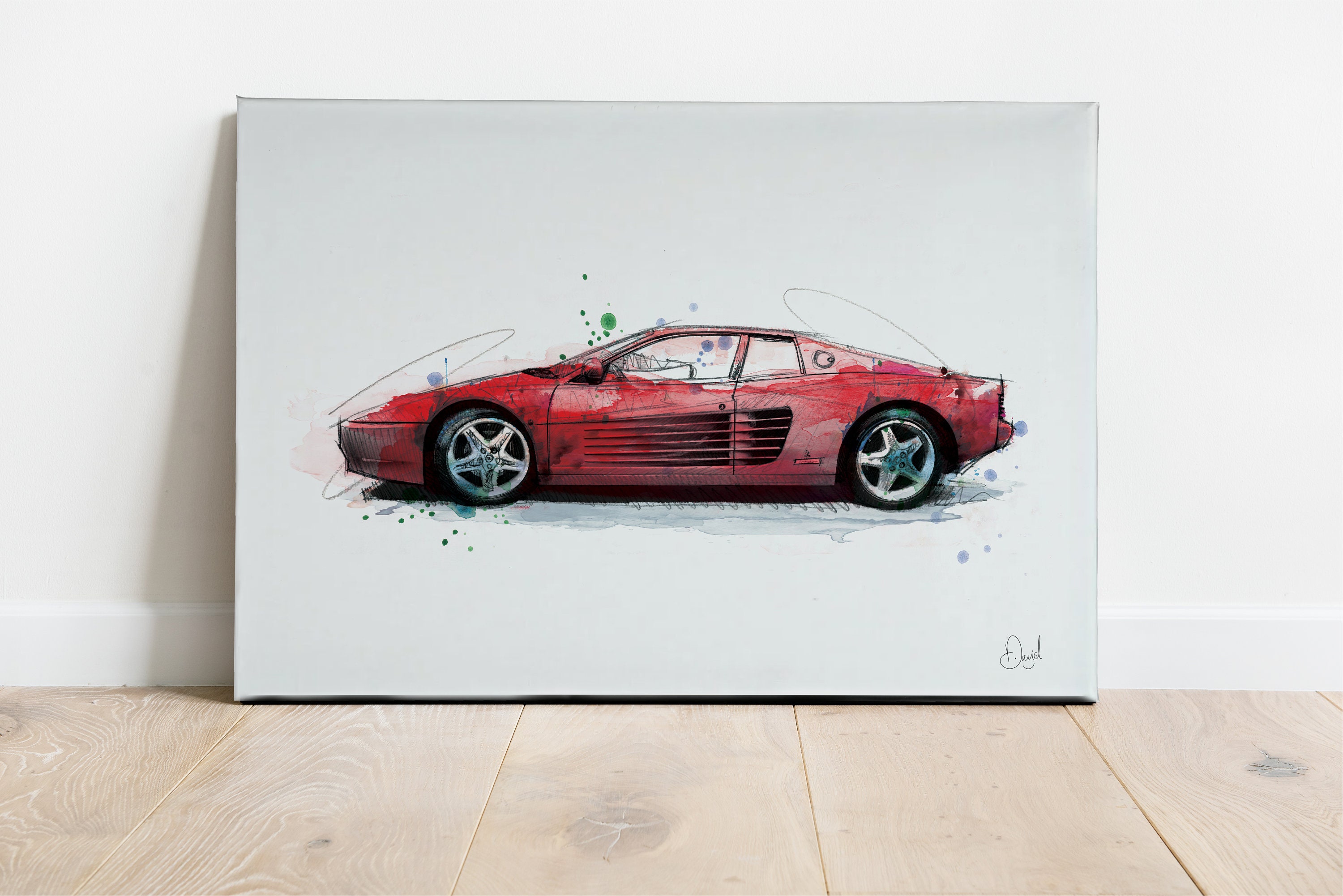 Ferrari フェラーリ 512TR テスタロッサ 額装 油絵 絵画 跳ね馬 Ferrari フェラーリ 512TR テスタロッサ 額装 油絵 絵画 跳ね馬