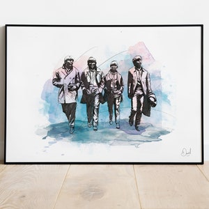 Beatles Statue Art Print, Liverpool Illustration, Liverpool Drawing, Watercolour, City Art Print