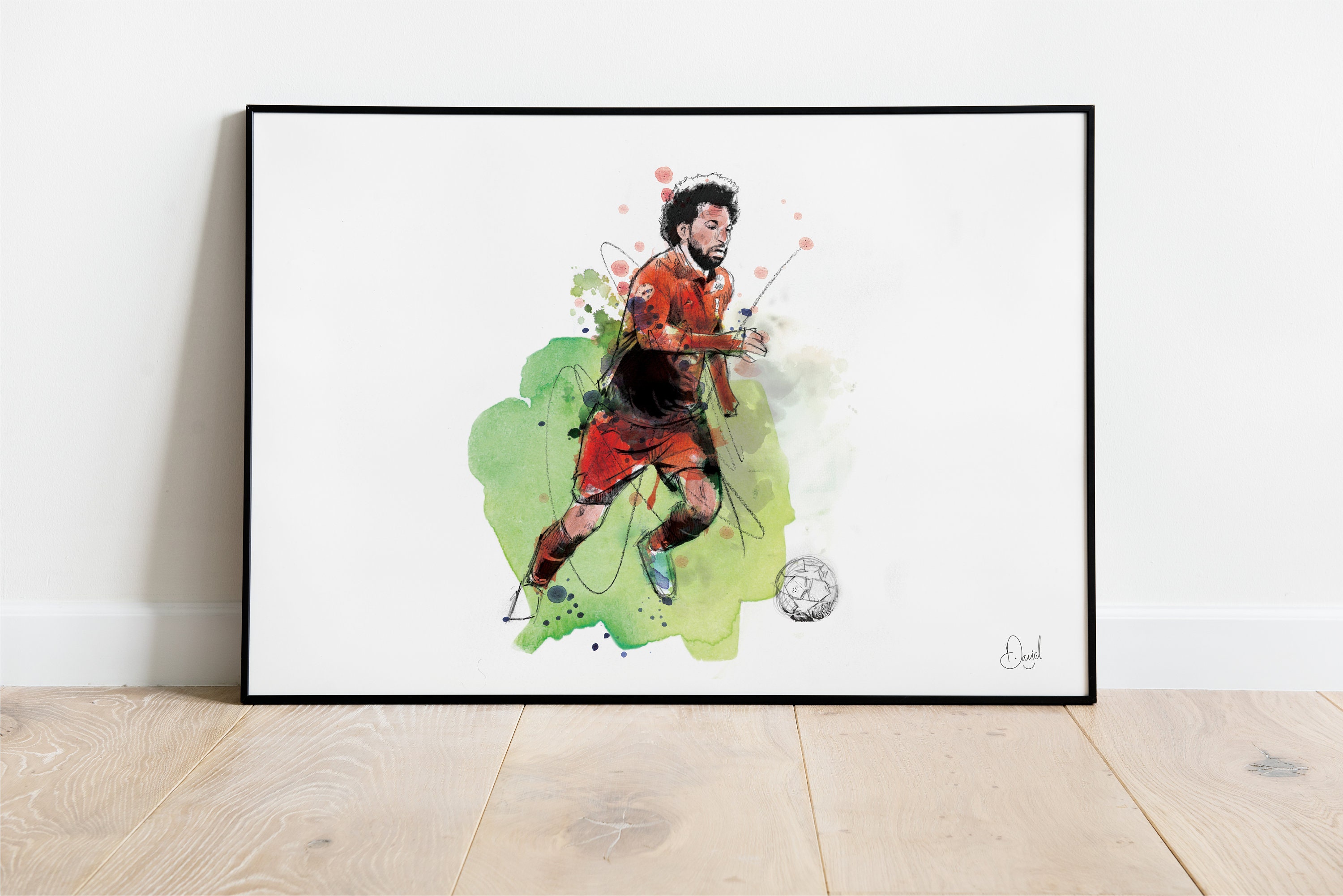 Discover Mo Salah Art Print, Liverpool FC Drawing, Liverpool FC Illustration, Soccer Watercolour,