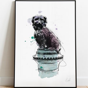 Edinburgh Art Print, Greyfriars Bobby Illustration, Dog Drawing, Watercolour Art, Scotland