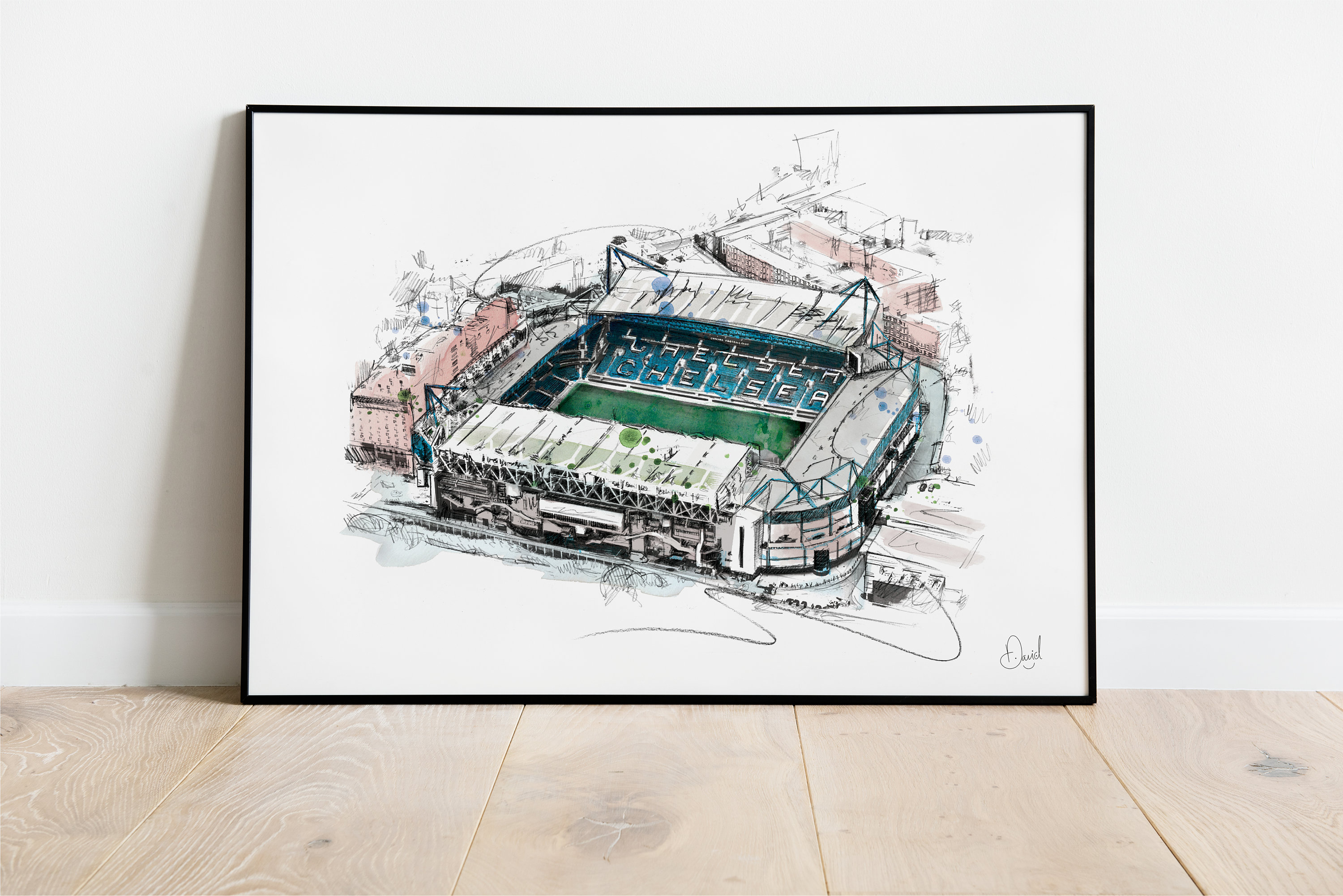 Chelsea, Stamford Bridge, retro art design print poster