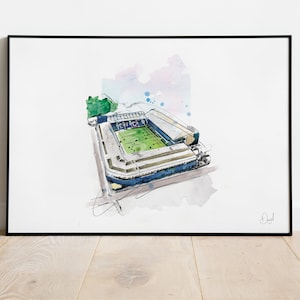 Everton, Goodison Park, Football Ground, Art Print, Illustration, Drawing, Watercolour, Football, Soccer, Stadium