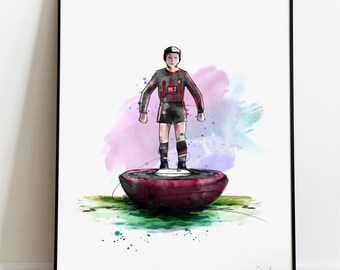 Bournemouth Subbuteo Art Print, Bournemouth Drawing, Bournemouth Illustration, Subbuteo Watercolour,