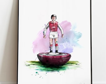 Arsenal Subbuteo Art Print, Arsenal Drawing, Arsenal Illustration, Subbuteo Acuarela,