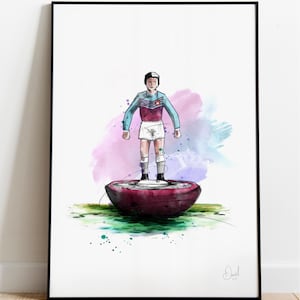 West Ham United Subbuteo Art Print, West Ham Drawing, West Ham Illustration, Subbuteo Watercolour,