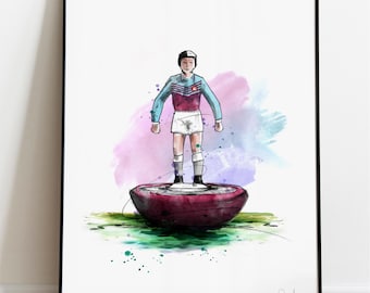 West Ham United Subbuteo Art Print, West Ham Drawing, West Ham Illustration, Subbuteo Watercolour,
