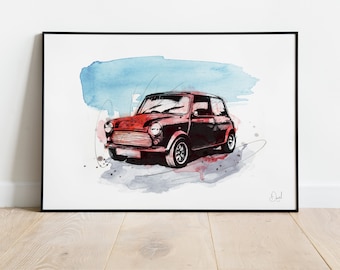 Classic Mini Cooper Art Print Mini Illustration Mini - Etsy