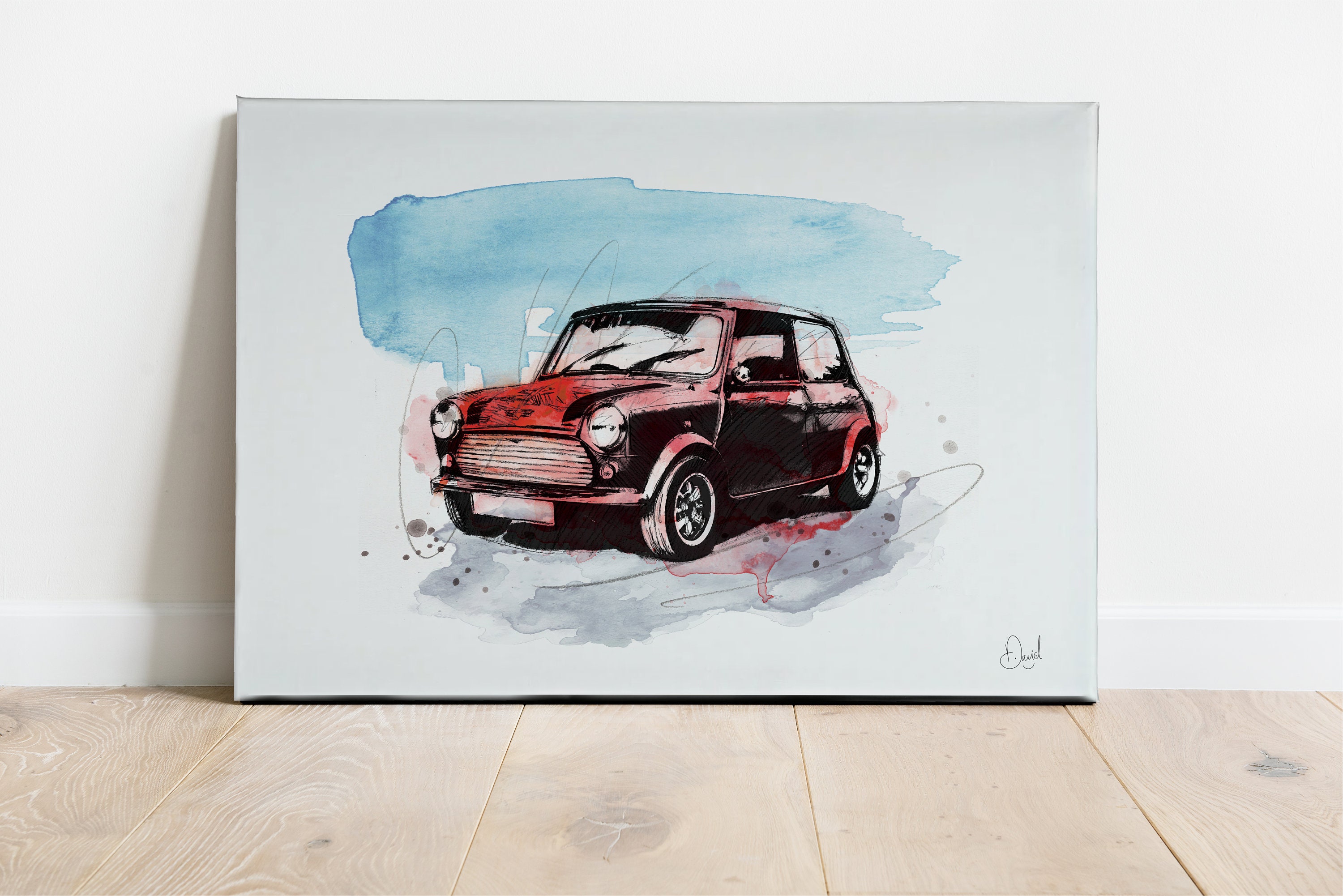ミニクーパー　（British Car）キャンバスアートプリント　定価約3万円 il_fullxfull.3554163535_90sv.jpg