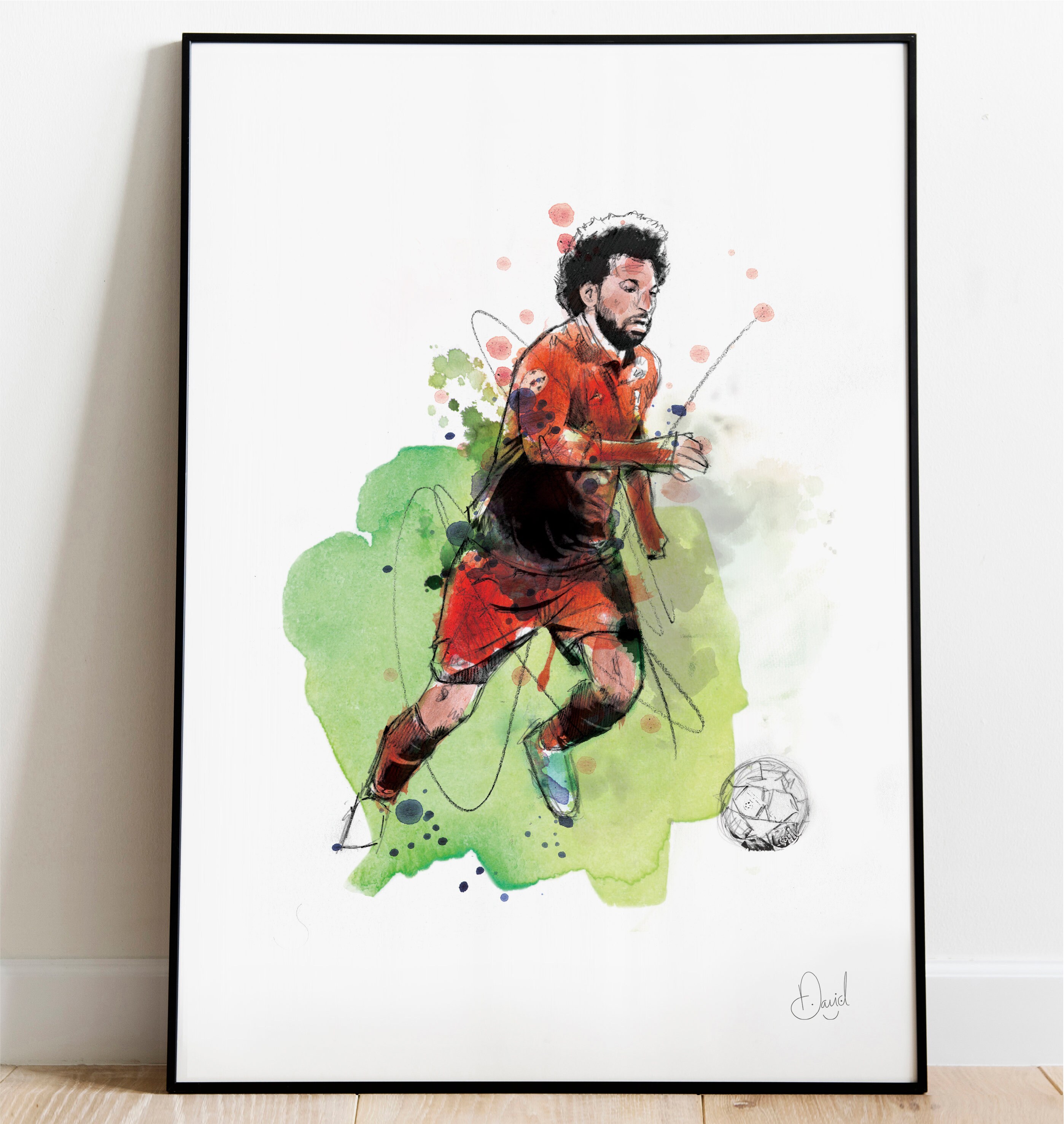 Discover Mo Salah Art Print, Liverpool FC Drawing, Liverpool FC Illustration, Soccer Watercolour,