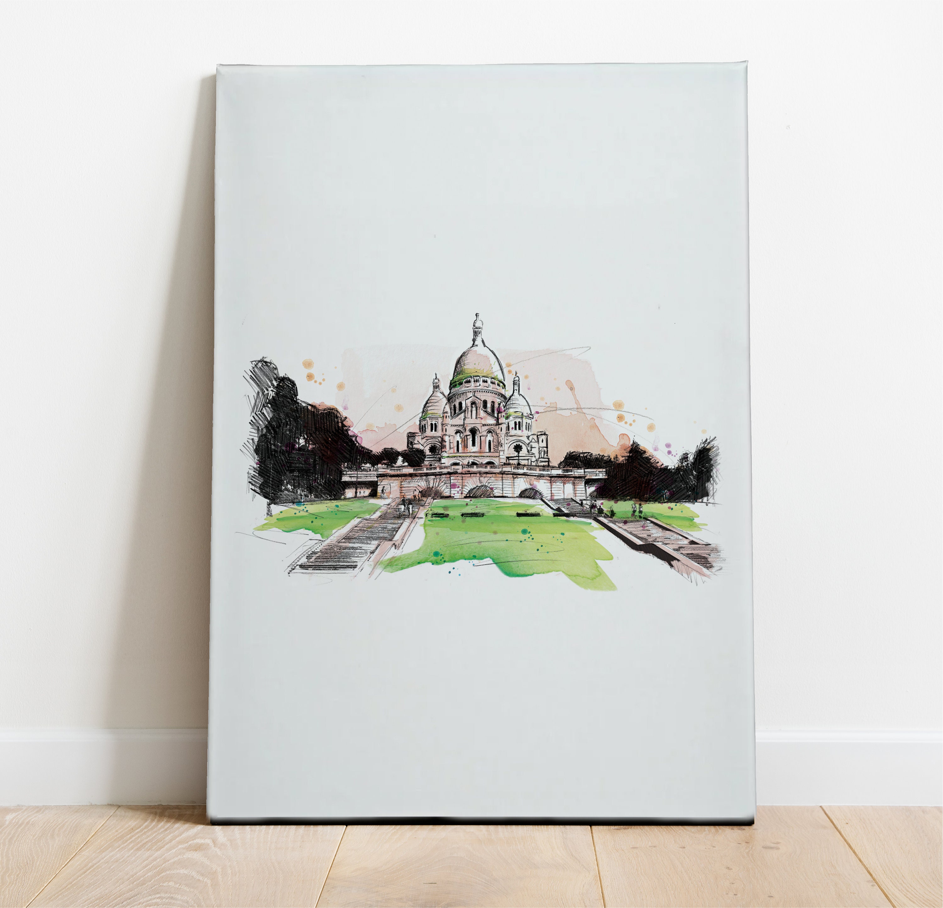 絵画 油絵 モンマルトル・サクレクール寺院 フランス・パリ