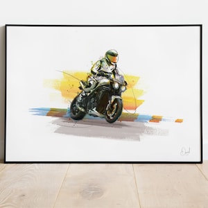 Triumph Motorcycle Art Print, Motorcycle Illustration, Motorbike Drawing, Speed Triple, Watercolour,