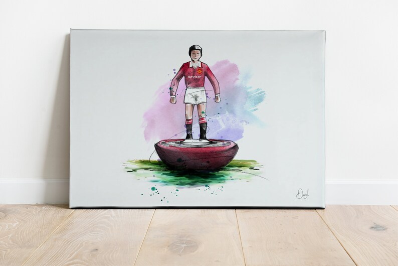Manchester United Subbuteo Art Print, Manchester Drawing, Manchester ...