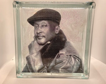 Custom 8x8 Lighted Glass Memorial Block with Photo