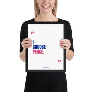 Wybieram Pokój Oprawiony Plakat Cytat | Sztuka Ścienna | Cytaty Bez Wojny | Dekoracja Ścienna | Wystrój Domu autorstwa Happydrip