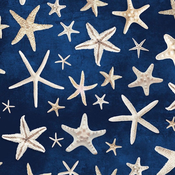 Étoile de mer bleu marine sur tissu de courtepointe en coton Timeless Treasures