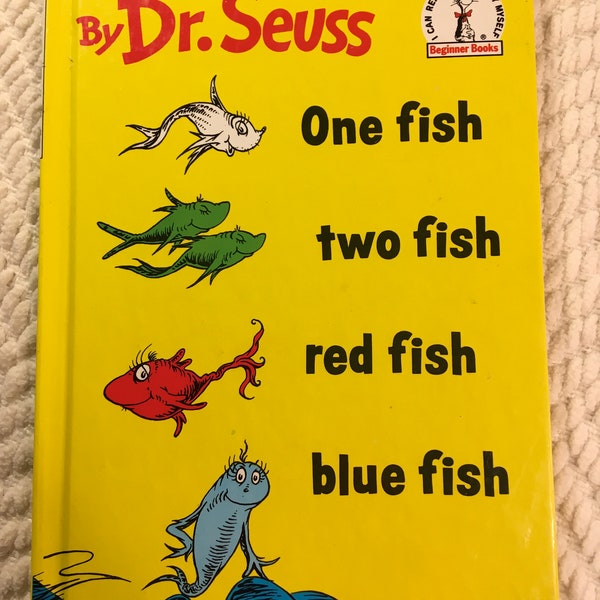 Vintage 1988 Children's Book - "One Fish Two Fish Red Fish Blue Fish" by Dr Suess, Hardcover, in Very Good Condition