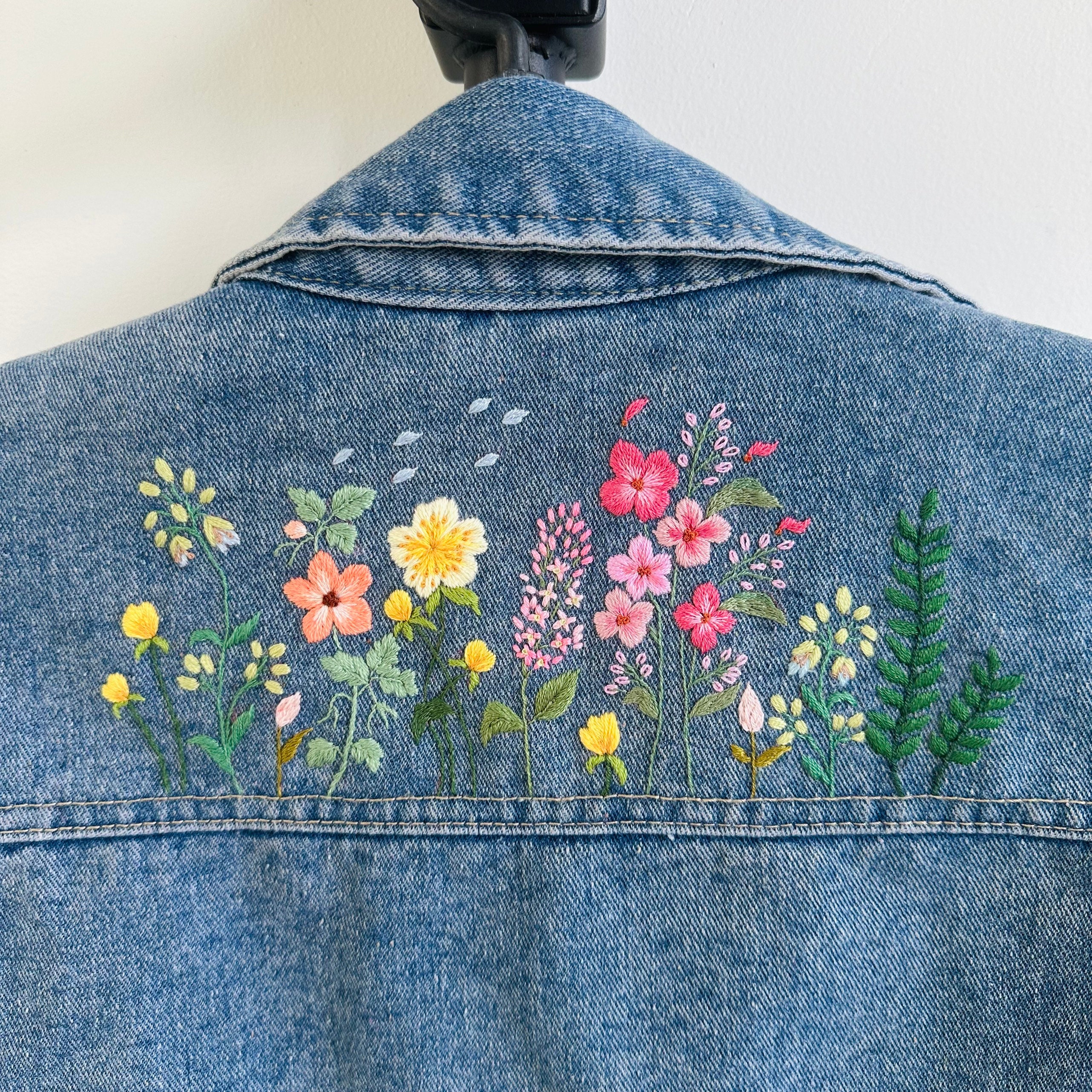 Wildflowers Stick and Stitch Embroidery PDF Jacket Jean | Beginner