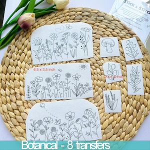 WILDFLOWER Hand Embroidery Pattern | Stick And Stitch Transfer Patch | Peel And Stick Embroidery Paper | Wash Away Embroidery Pattern
