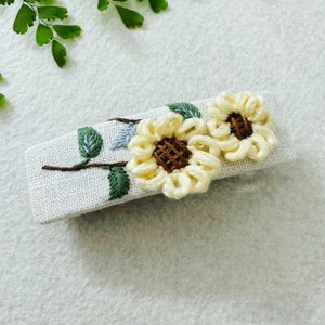 Embroidered Barrette clip Hand embroidery Hair Clip Floral Clip Unique hairclip for girl hair clip for baby Cute Hairclip 5