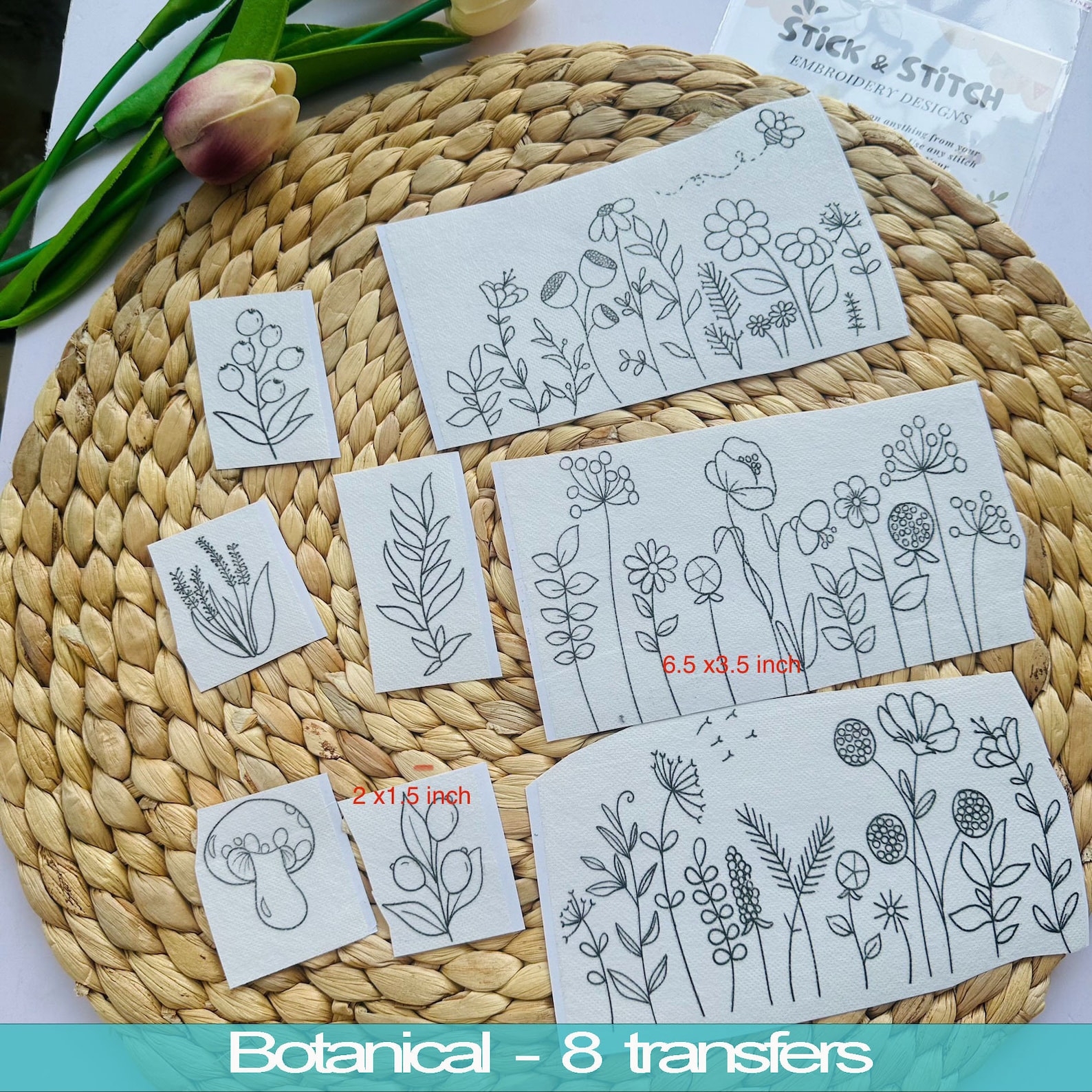 WILDFLOWER Hand Embroidery Pattern | Stick and Stitch Transfer Patch ...