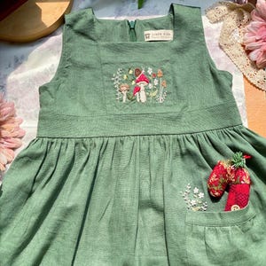 Custom Embroidery Dress for Girls | Girls Soft Linen Dress | Toddler Linen Dress | 1st Birthday Girl Dress | Kids Clothing | Christmas gift