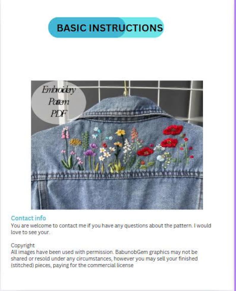 Wildflowers Stick and Stitch Embroidery PDF & Pattern + Video Tutorial ...