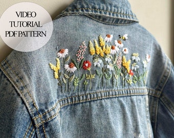 Wildblumen Stick And Stitch PDF & Schnittmuster + Video-Tutorial | Anfänger Stickerei | Botanische Stickdateien | Weihnachtsgeschenk