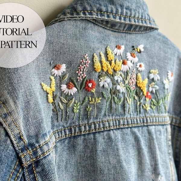 WildFlowers Stick And Stitch Embroidery PDF & Pattern + video tutorial | Beginner Embroidery | Botanical Embroidery Designs | Christmas gift