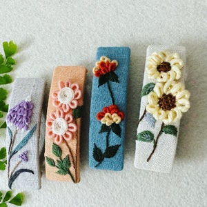 Embroidered Barrette clip Hand embroidery Hair Clip Floral Clip Unique hairclip for girl hair clip for baby Cute Hairclip image 2