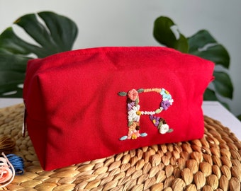 Make up Bag, Floral Makeup Bag, Handmade Aesthetic Cosmetic Bag