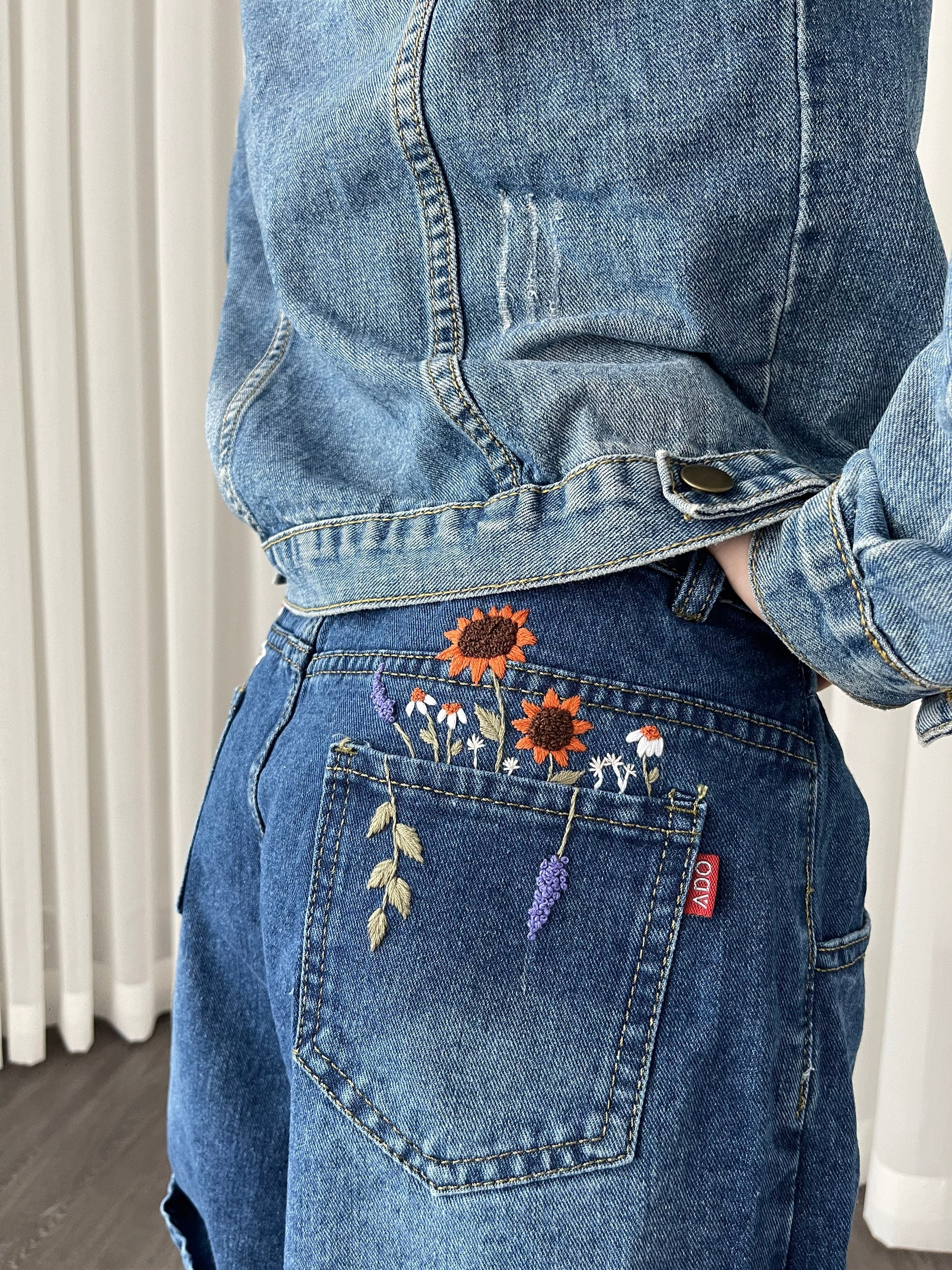 Clothing Complete Floral Embroidery Jean Shorts | Custom