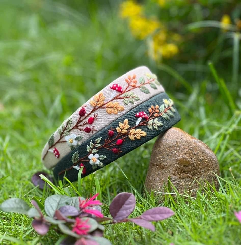 ⭐️ Blythe Knot Boho Floral Hipster Hippie Farm Chic Classy Art Cottage Headband Wildflowers Headband, Embroidered Linen Headband, Handmade  main image 4