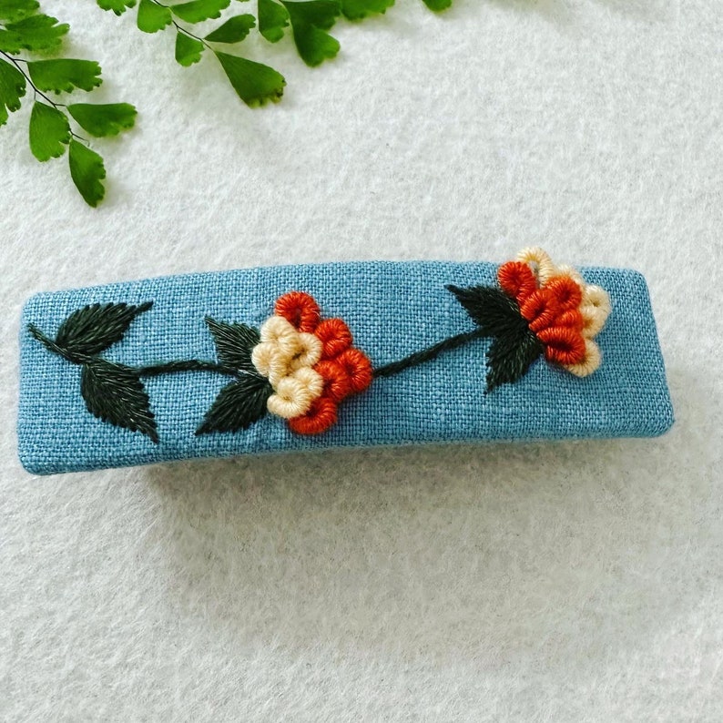 Embroidered Barrette clip Hand embroidery Hair Clip Floral Clip Unique hairclip for girl hair clip for baby Cute Hairclip 3