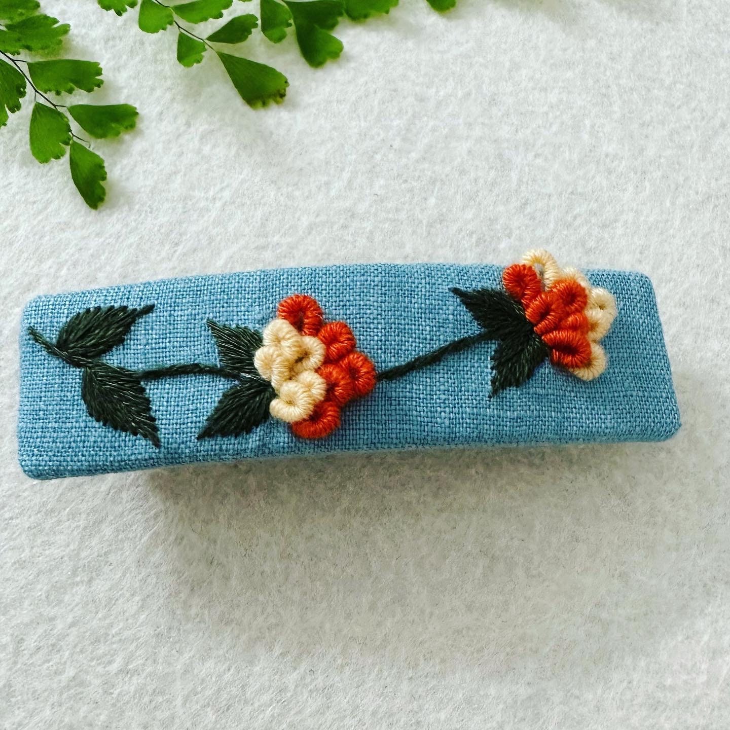 Embroidered Barrette Clip | Hand Embroidery Hair Clip| Floral Clip