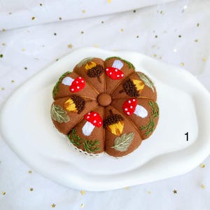 Hand Embroidered Pumpkin Pin Cushion | Floral Sewing Room Decor | Round Pumpkin Pincushion | Gift for Her | Christmas Gift | Pin Accessory
