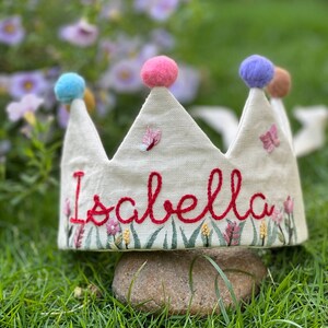Corona di compleanno per bambini / Corona di lino personalizzata per il compleanno dei bambini / Regalo per il primo compleanno / Corona per feste / Cappello per schiacciare la torta