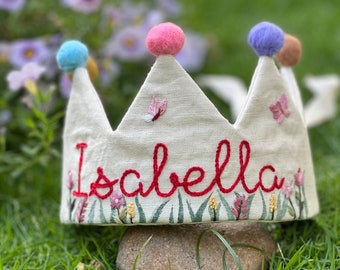 Celebration Birthday Crown For Baby | Personalized Linen Crown For Children’s Birthday | First Birthday Gift | Party Crown | Cake Smash Hat