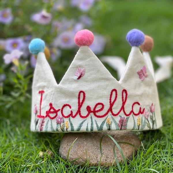 Celebration Birthday Crown For Baby | Personalized Linen Crown For Children’s Birthday | First Birthday Gift | Party Crown | Cake Smash Hat