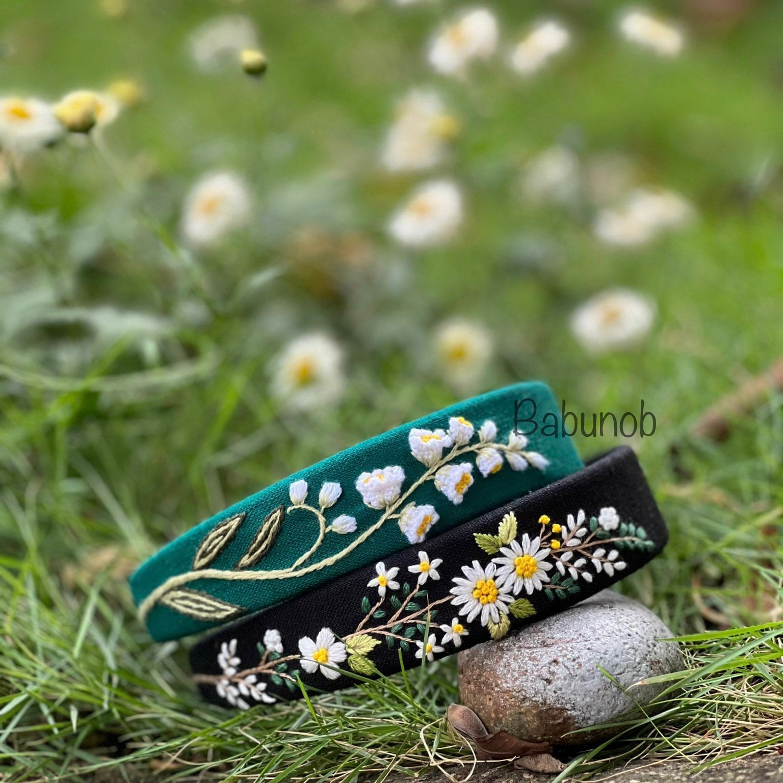 Handmade Romantic Lace and Embroidered Headband Art to Wear Coquette Cottagecore Bringing back the vintage vibes. This lace-trimmed bandana  main image 3