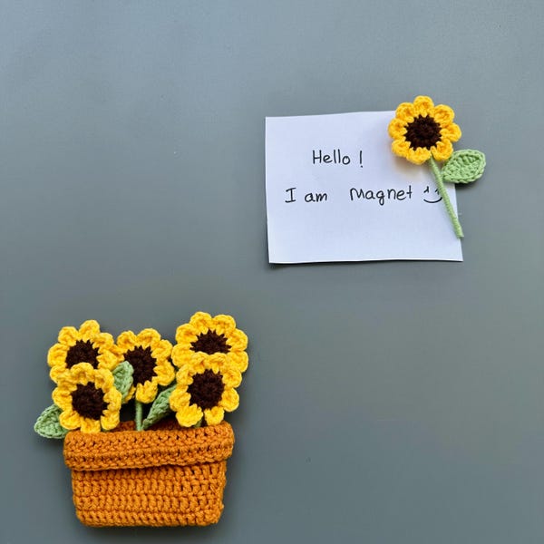 Fridge Magnet Set Sunflower Wool | Cute Fridge Decor | Kitchen Decor Gift | Refrigerator Magnet | Nature Lover Gift Idea | Christmas Gift
