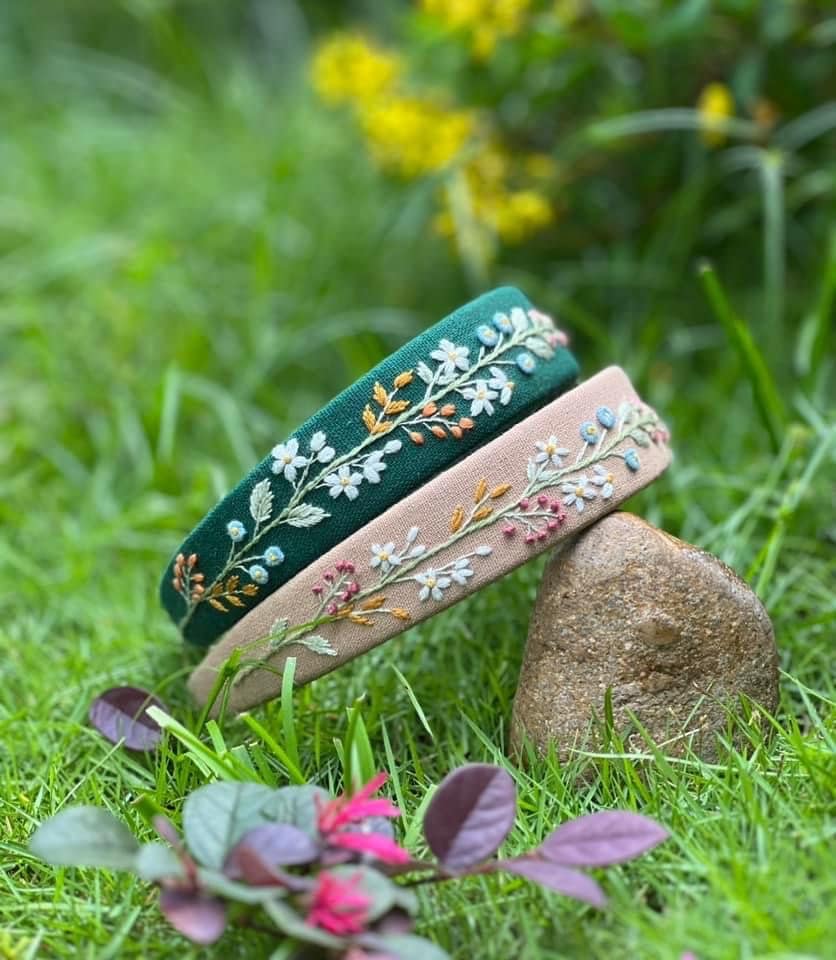 Wildflowers Headband, Handmade Floral Linen Headband for  display picture 3