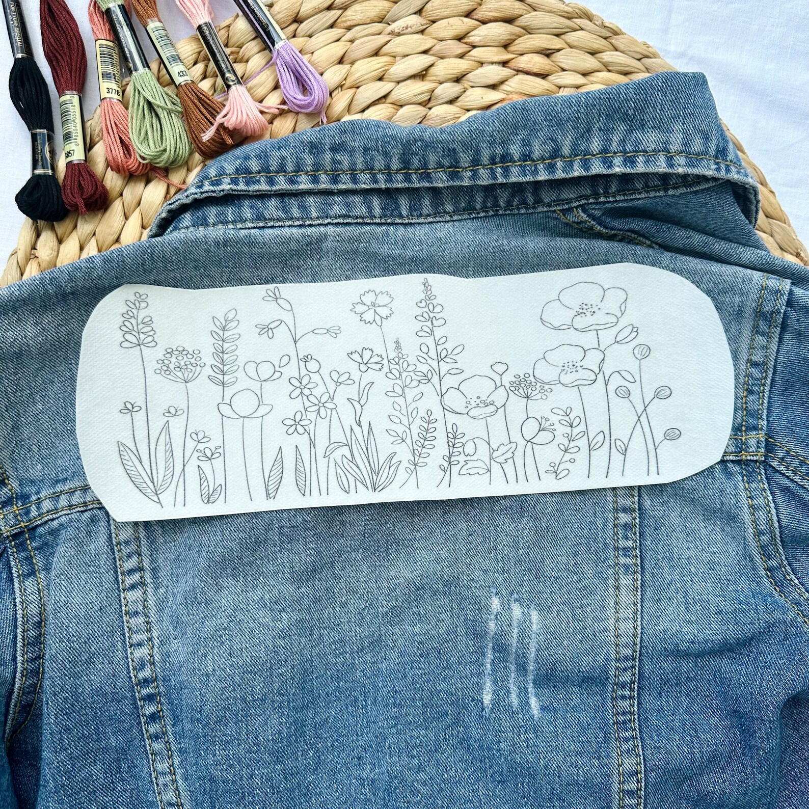 WILDFLOWER Hand Embroidery Pattern | Stick and Stitch Transfer Patch ...