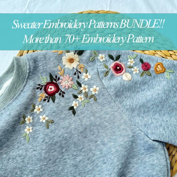 70+ Embroidery Patterns BUNDLE!! Floral Collection, PDF Embroidery Pattern, Hand Embroidery Bundle Deal, Floral designs Digital PDF