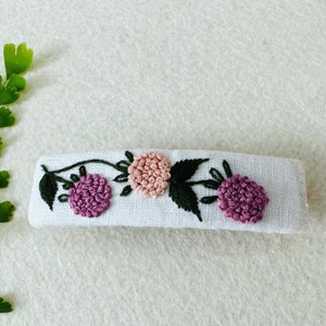 Embroidered Barrette clip Hand embroidery Hair Clip Floral Clip Unique hairclip for girl hair clip for baby Cute Hairclip 4