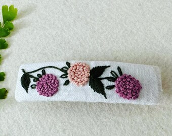 Embroidered Barrette Clip | Hand Embroidery Hair Clip| Floral Clip