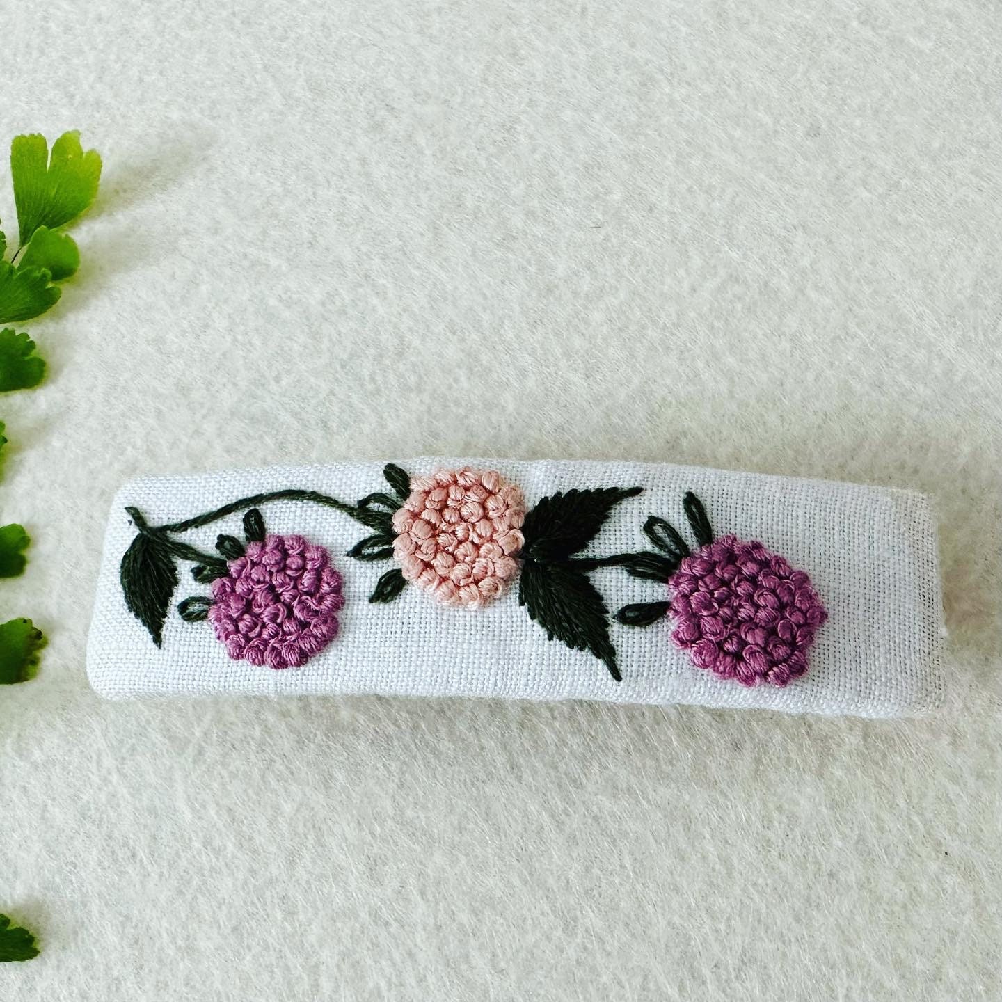 Embroidered Barrette Clip | Hand Embroidery Hair Clip| Floral Clip