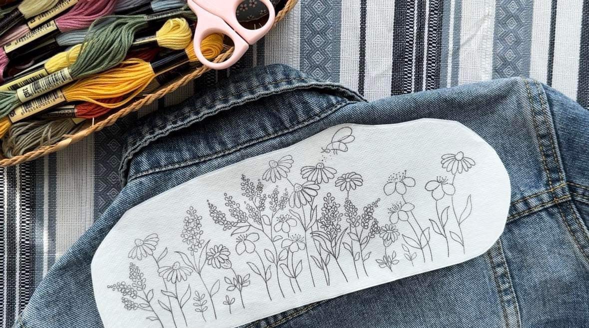 Jacket WILDFLOWER Hand Embroidery Pattern | Stick and Stitch Transfer ...